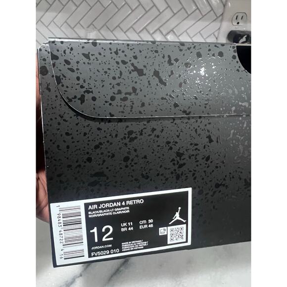 Air Jordan 4 Retro Black Light Graphite Men Size 12 FV5029-010 New w/ Box - Picture 6 of 16